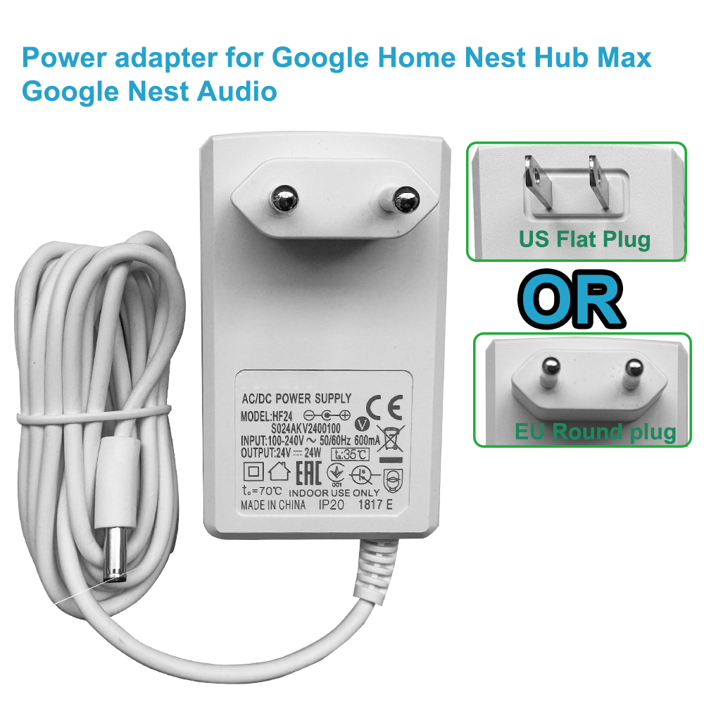 Google Speaker Nest Hub - محول طاقة 24 فولت لجهاز جوجل